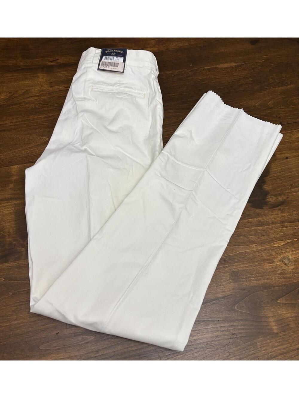 NWT Men’s Bills Khakis 100% Cotton White Pleated Dress Pants Size 32